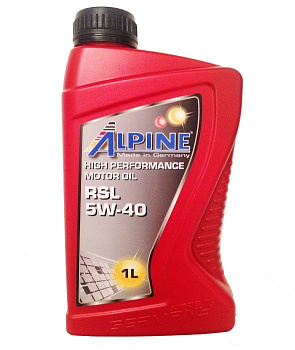 ALPINE RSL 5W40 1л API SN/CF, ACEA A3/B3/B4, MB 226.5, 229.3, BMW Longlife-01, Porsche A40